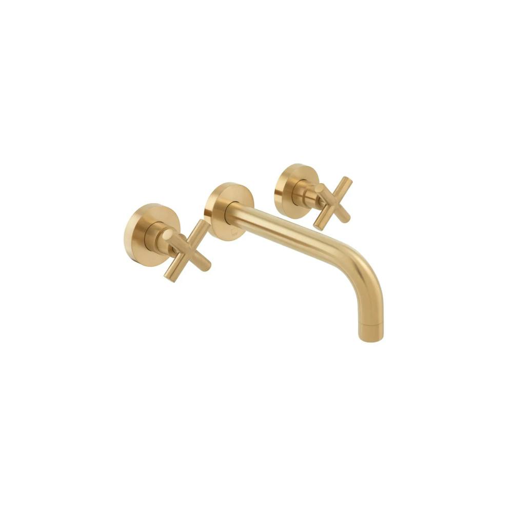 Elements Brushed Gold Wall Mounted Basin Mixer