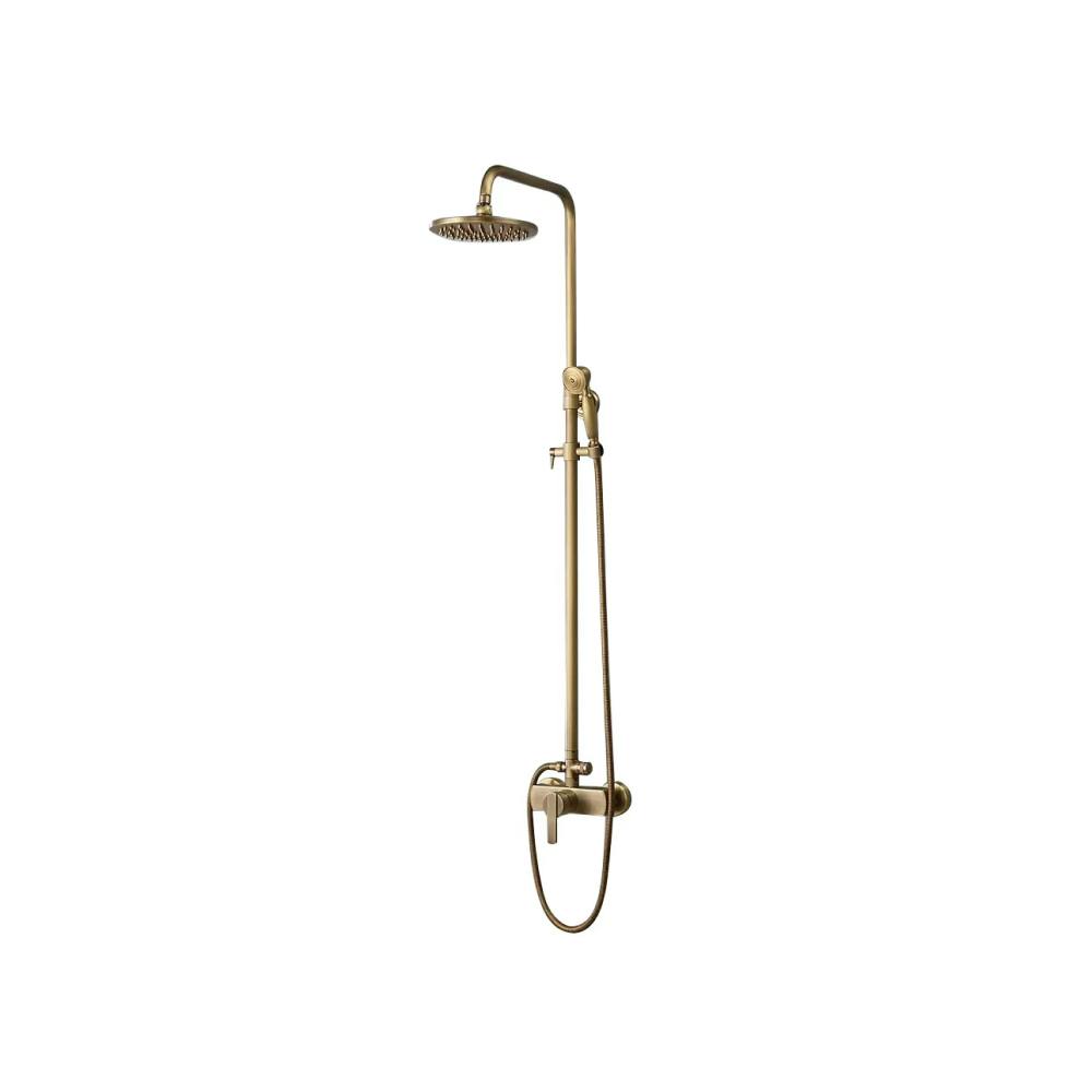 Antique Brass Exposed Wall Mount Shower Set